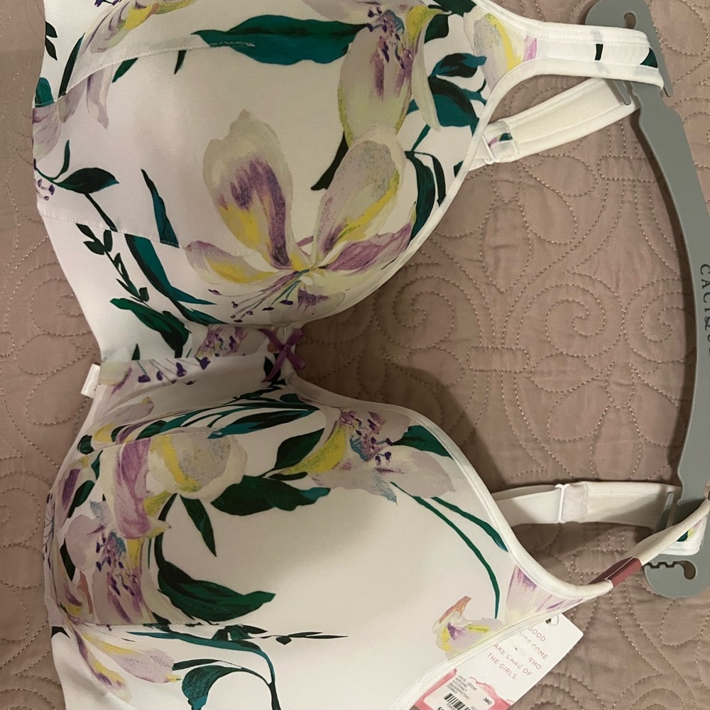 Cacique White and Pastel Floral Bra